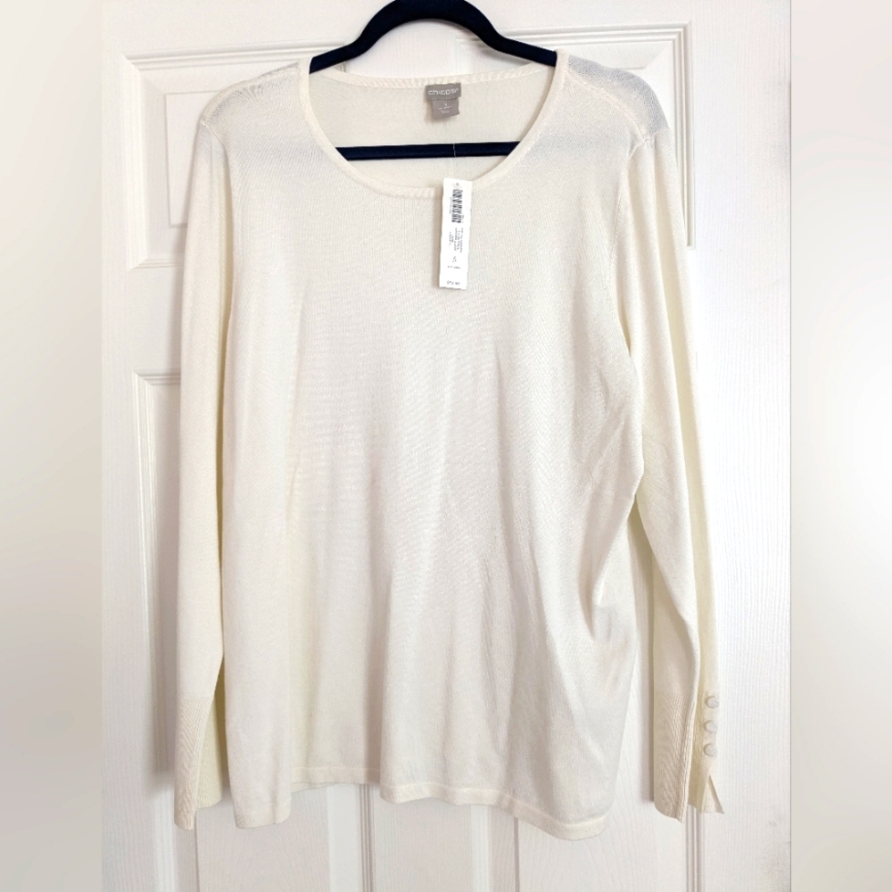 NWT Chico's XL Ecru Long Sleeve Sweater